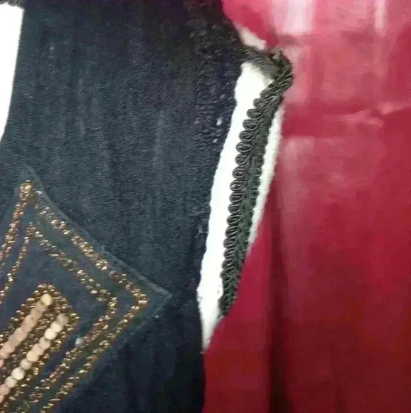 Forbidden Dress Size Medium Black Beaded Flutter Peasant Boho Hippie Tiered - Picture 7 of 10